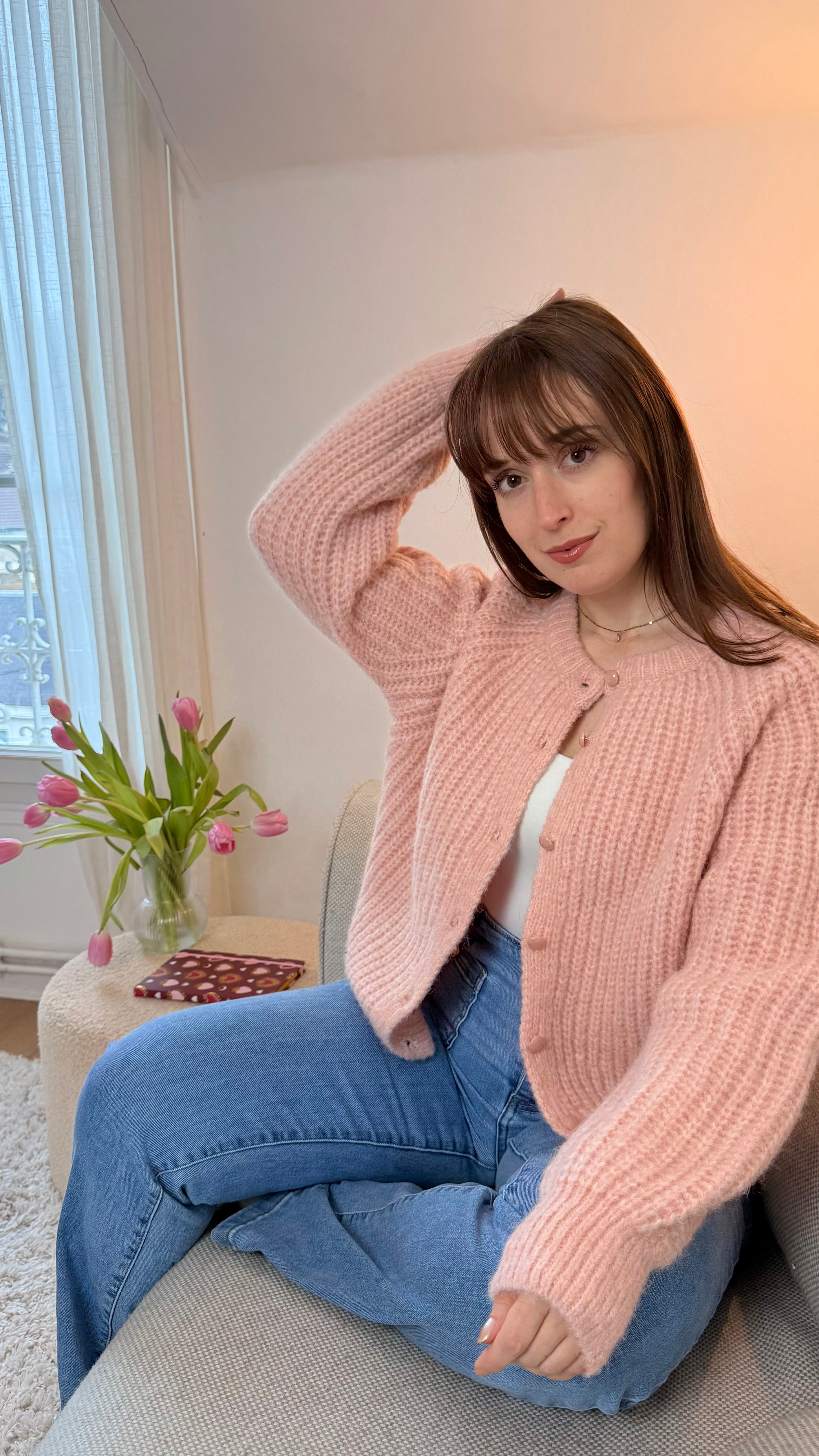 Gilet rose poudré - SONIA